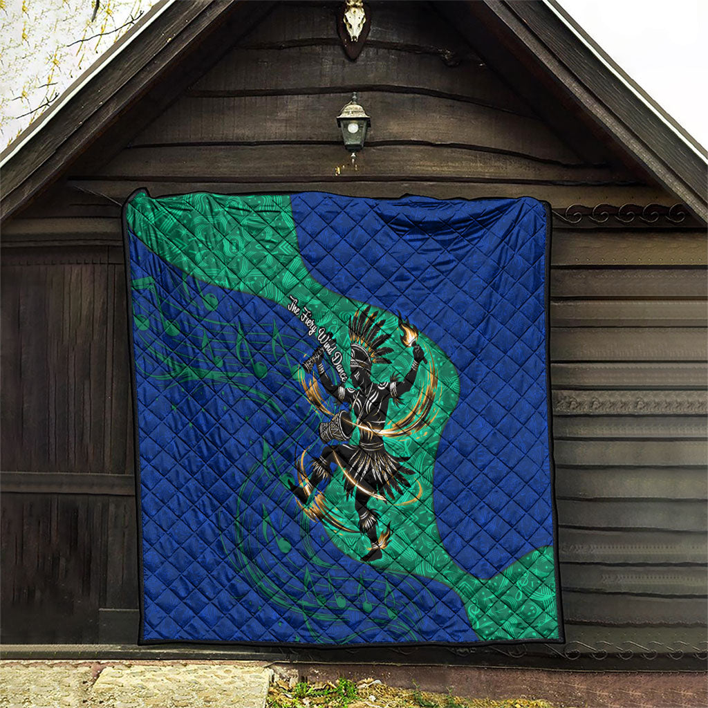 Torres Strait Islanders Fiery Wind Dance Drum Quilt Indigenous Australian Tribal Warrior Musical Culture Art