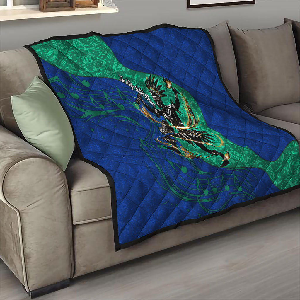 Torres Strait Islanders Fiery Wind Dance Drum Quilt Indigenous Australian Tribal Warrior Musical Culture Art