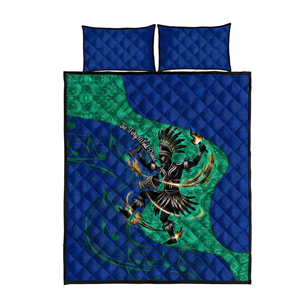 Torres Strait Islanders Fiery Wind Dance Drum Quilt Bed Set Indigenous Australian Tribal Warrior Musical Culture Art