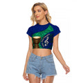 Torres Strait Islanders Fiery Wind Dance Drum Raglan Cropped T Shirt Indigenous Australian Tribal Warrior Musical Culture Art