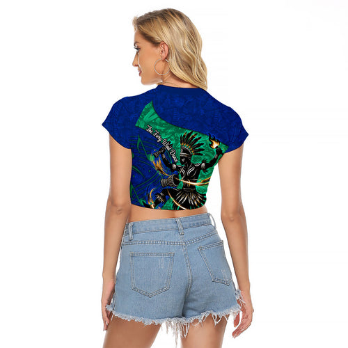Torres Strait Islanders Fiery Wind Dance Drum Raglan Cropped T Shirt Indigenous Australian Tribal Warrior Musical Culture Art