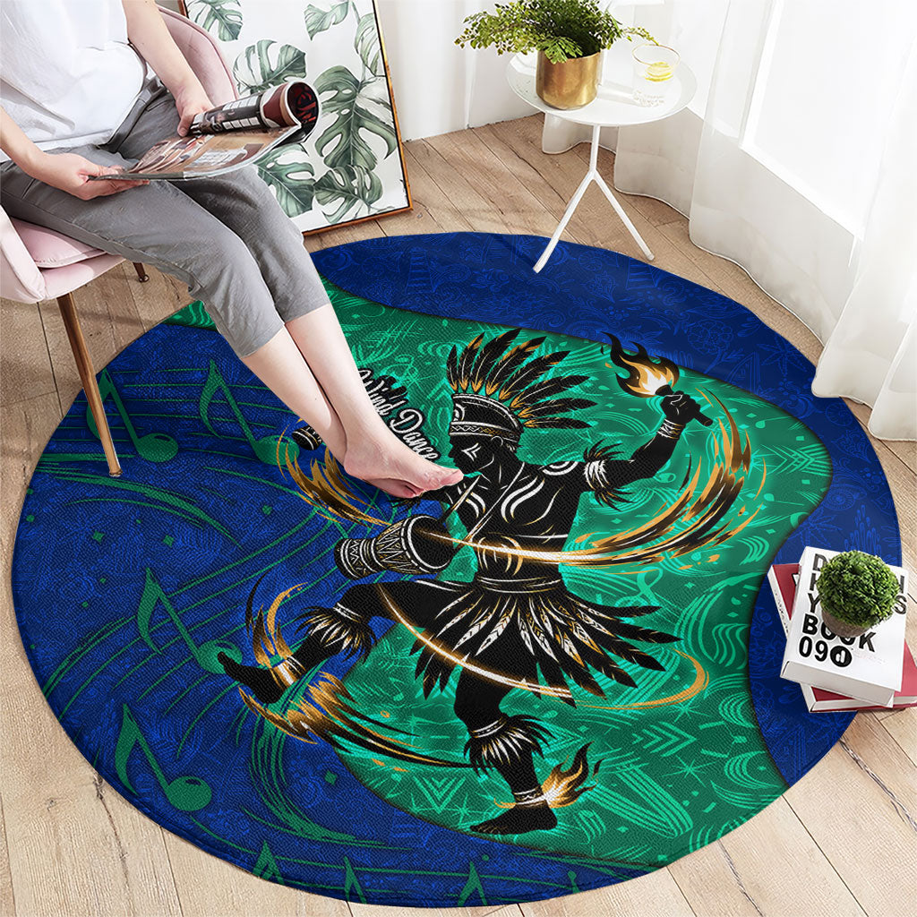 Torres Strait Islanders Fiery Wind Dance Drum Round Carpet Indigenous Australian Tribal Warrior Musical Culture Art