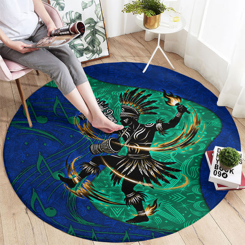 Torres Strait Islanders Fiery Wind Dance Drum Round Carpet Indigenous Australian Tribal Warrior Musical Culture Art
