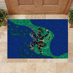 Torres Strait Islanders Fiery Wind Dance Drum Rubber Doormat Indigenous Australian Tribal Warrior Musical Culture Art