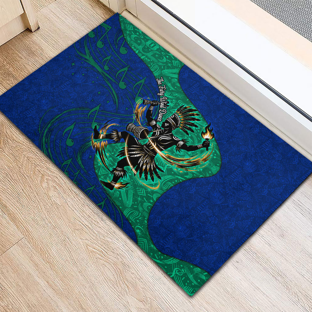 Torres Strait Islanders Fiery Wind Dance Drum Rubber Doormat Indigenous Australian Tribal Warrior Musical Culture Art