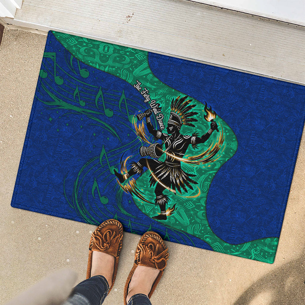 Torres Strait Islanders Fiery Wind Dance Drum Rubber Doormat Indigenous Australian Tribal Warrior Musical Culture Art