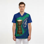 Torres Strait Islanders Fiery Wind Dance Drum Scrub Top Indigenous Australian Tribal Warrior Musical Culture Art