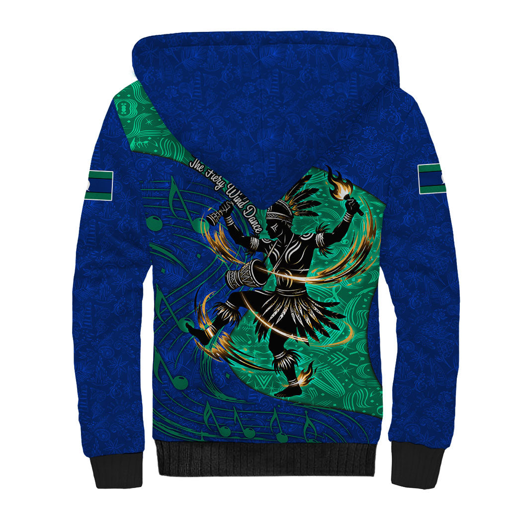 Torres Strait Islanders Fiery Wind Dance Drum Sherpa Hoodie Indigenous Australian Tribal Warrior Musical Culture Art