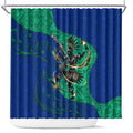 Torres Strait Islanders Fiery Wind Dance Drum Shower Curtain Indigenous Australian Tribal Warrior Musical Culture Art