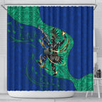 Torres Strait Islanders Fiery Wind Dance Drum Shower Curtain Indigenous Australian Tribal Warrior Musical Culture Art
