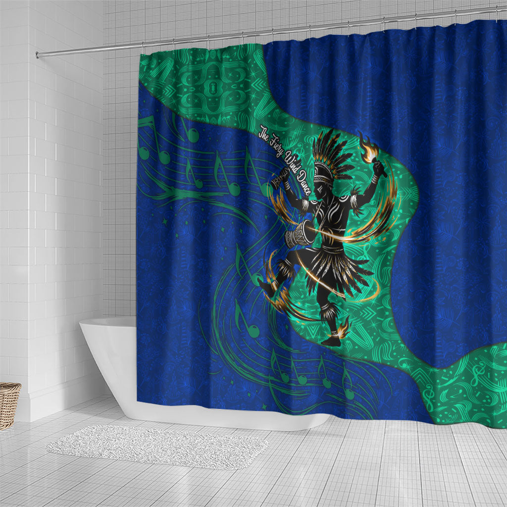 Torres Strait Islanders Fiery Wind Dance Drum Shower Curtain Indigenous Australian Tribal Warrior Musical Culture Art