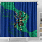 Torres Strait Islanders Fiery Wind Dance Drum Shower Curtain Indigenous Australian Tribal Warrior Musical Culture Art