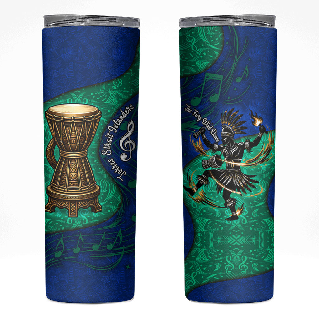 Torres Strait Islanders Fiery Wind Dance Drum Skinny Tumbler Indigenous Australian Tribal Warrior Musical Culture Art