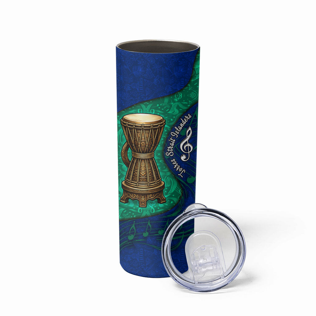 Torres Strait Islanders Fiery Wind Dance Drum Skinny Tumbler Indigenous Australian Tribal Warrior Musical Culture Art