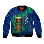 Torres Strait Islanders Fiery Wind Dance Drum Sleeve Zip Bomber Jacket Indigenous Australian Tribal Warrior Musical Culture Art