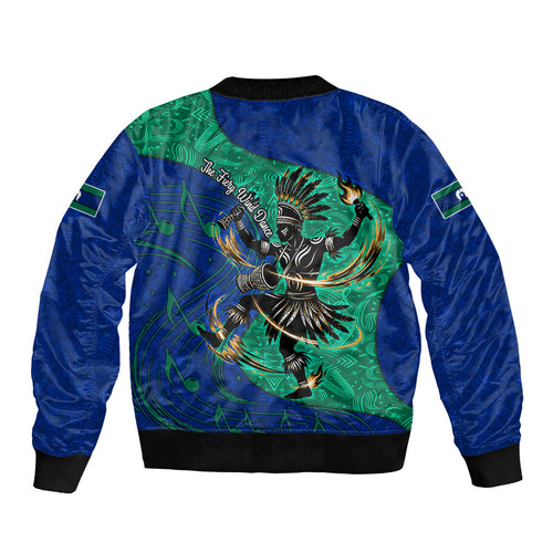 Torres Strait Islanders Fiery Wind Dance Drum Sleeve Zip Bomber Jacket Indigenous Australian Tribal Warrior Musical Culture Art