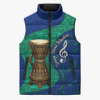Torres Strait Islanders Fiery Wind Dance Drum Sleeveless Puffer Jacket Indigenous Australian Tribal Warrior Musical Culture Art