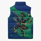 Torres Strait Islanders Fiery Wind Dance Drum Sleeveless Puffer Jacket Indigenous Australian Tribal Warrior Musical Culture Art