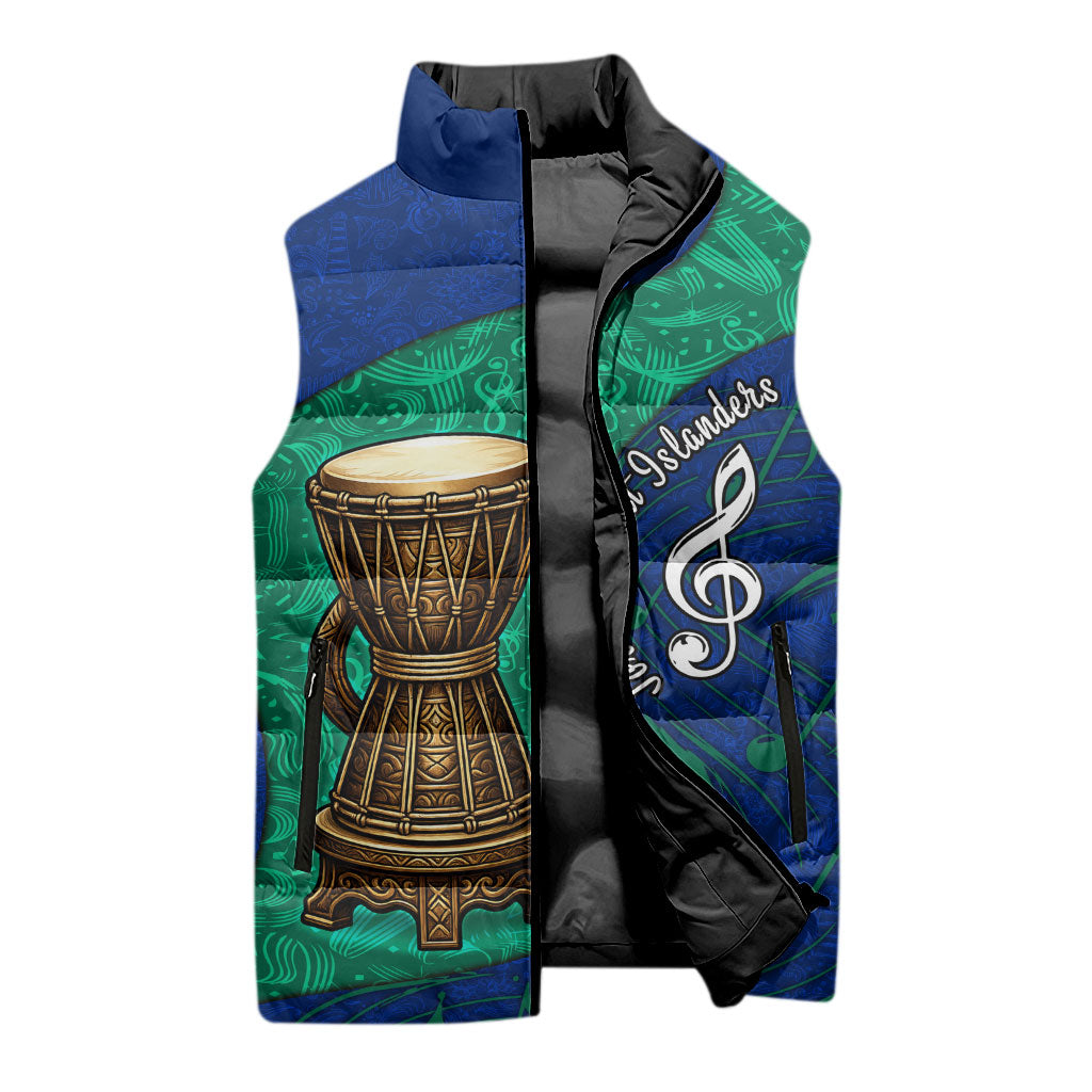 Torres Strait Islanders Fiery Wind Dance Drum Sleeveless Puffer Jacket Indigenous Australian Tribal Warrior Musical Culture Art