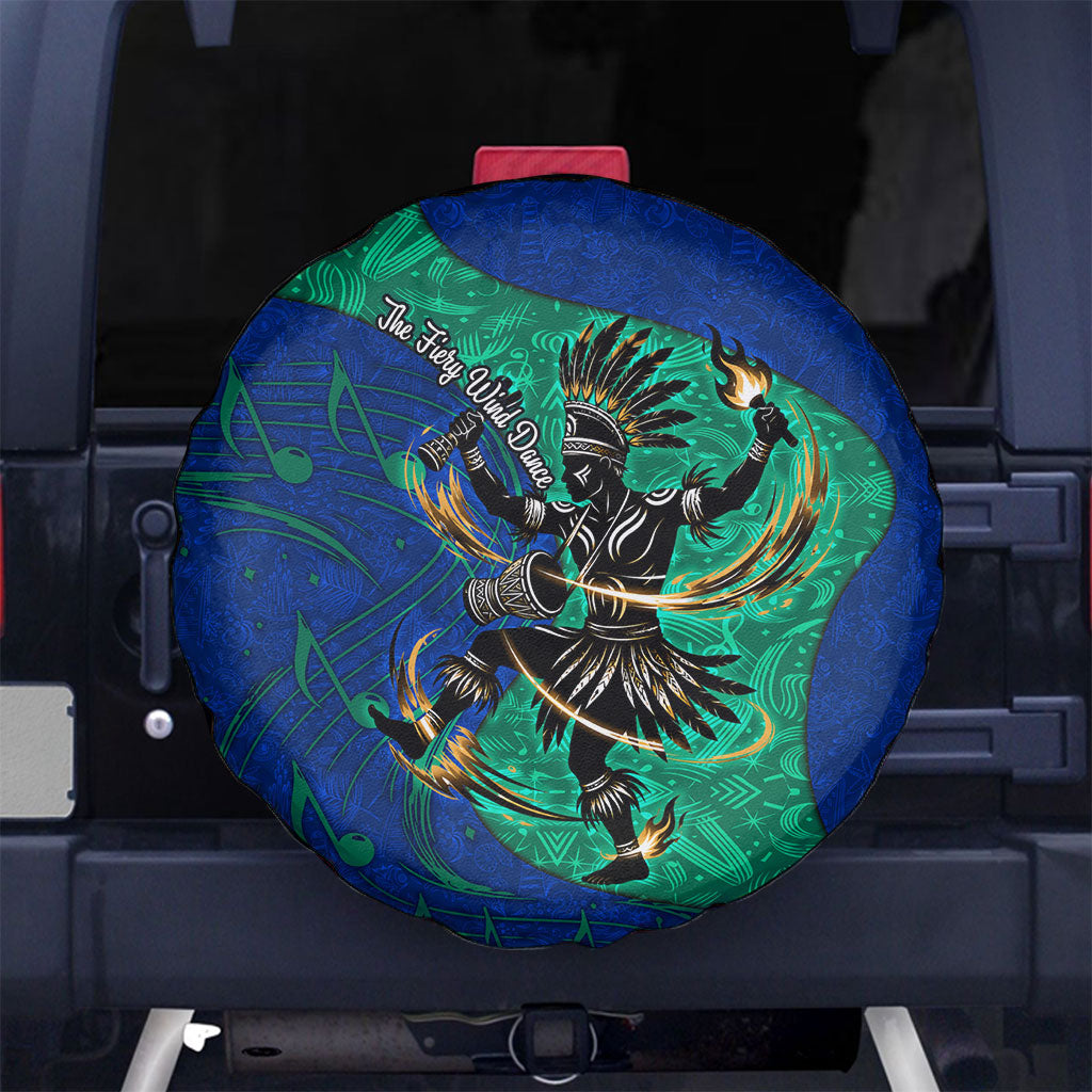 Torres Strait Islanders Fiery Wind Dance Drum Spare Tire Cover Indigenous Australian Tribal Warrior Musical Culture Art