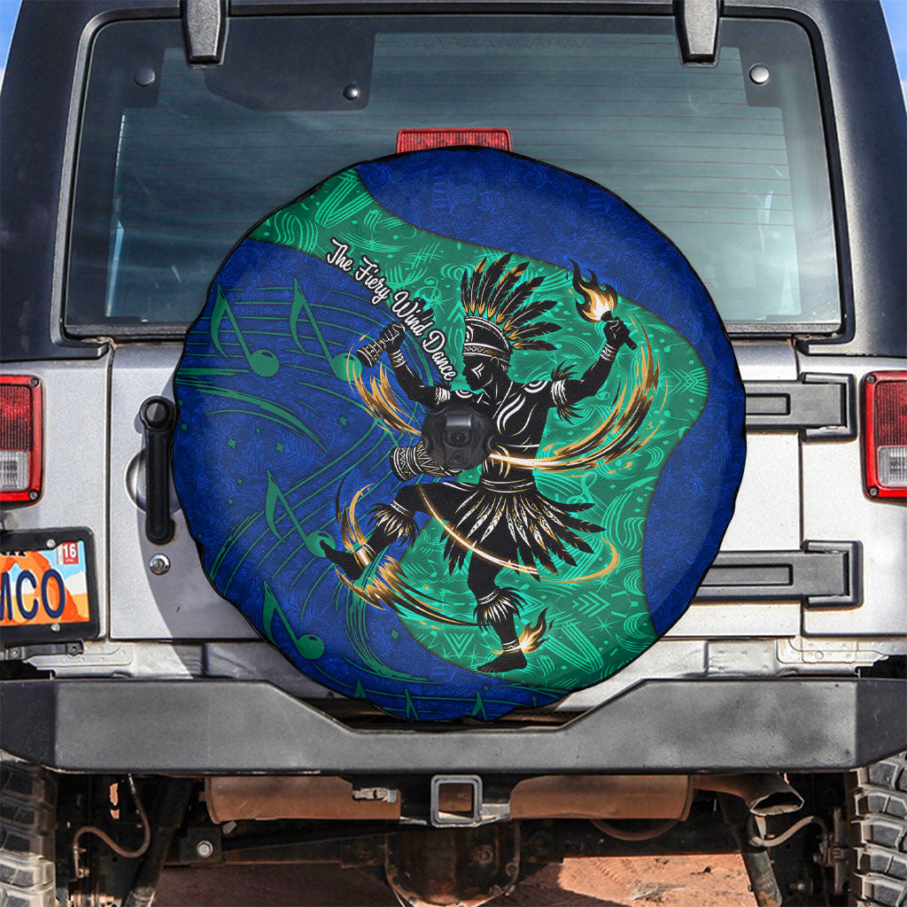 Torres Strait Islanders Fiery Wind Dance Drum Spare Tire Cover Indigenous Australian Tribal Warrior Musical Culture Art