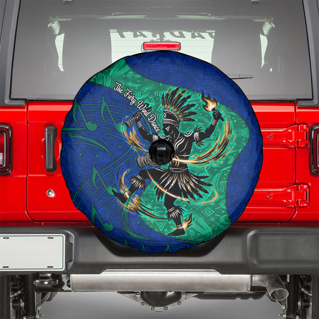 Torres Strait Islanders Fiery Wind Dance Drum Spare Tire Cover Indigenous Australian Tribal Warrior Musical Culture Art