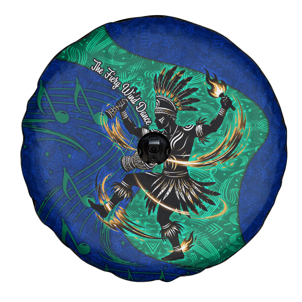 Torres Strait Islanders Fiery Wind Dance Drum Spare Tire Cover Indigenous Australian Tribal Warrior Musical Culture Art