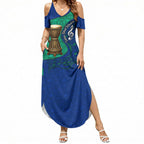 Torres Strait Islanders Fiery Wind Dance Drum Summer Maxi Dress Indigenous Australian Tribal Warrior Musical Culture Art