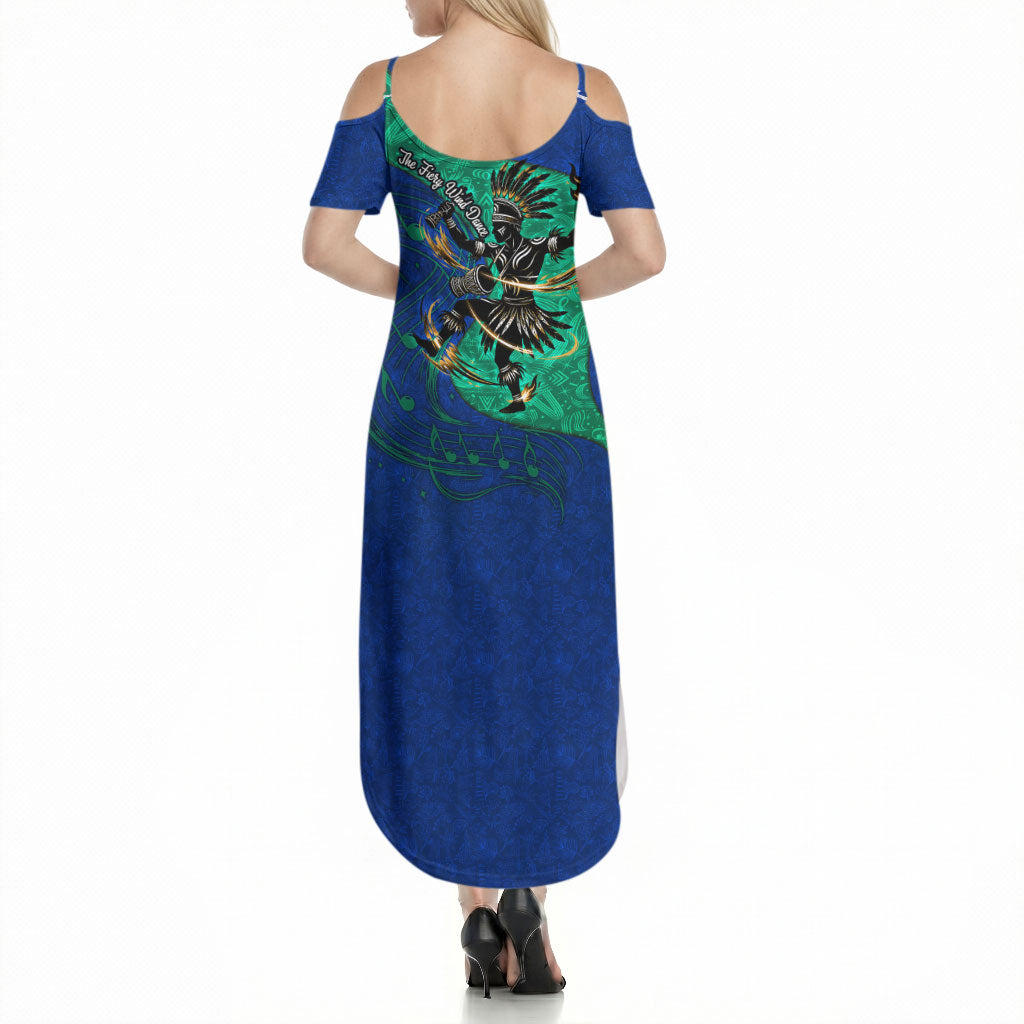 Torres Strait Islanders Fiery Wind Dance Drum Summer Maxi Dress Indigenous Australian Tribal Warrior Musical Culture Art