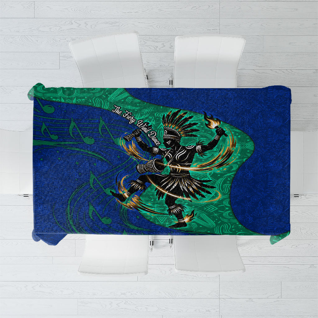 Torres Strait Islanders Fiery Wind Dance Drum Tablecloth Indigenous Australian Tribal Warrior Musical Culture Art