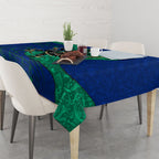Torres Strait Islanders Fiery Wind Dance Drum Tablecloth Indigenous Australian Tribal Warrior Musical Culture Art