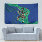 Torres Strait Islanders Fiery Wind Dance Drum Tapestry Indigenous Australian Tribal Warrior Musical Culture Art