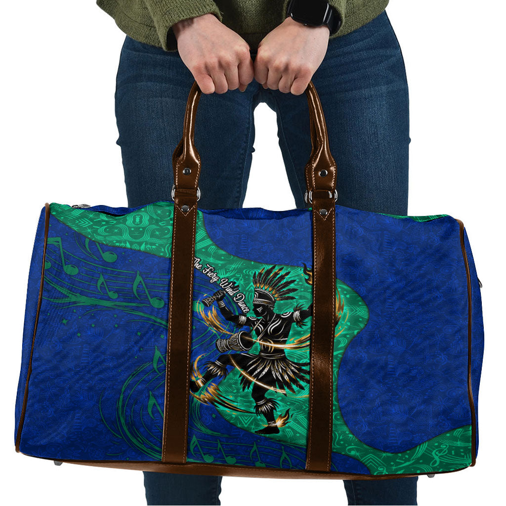 Torres Strait Islanders Fiery Wind Dance Drum Travel Bag Indigenous Australian Tribal Warrior Musical Culture Art
