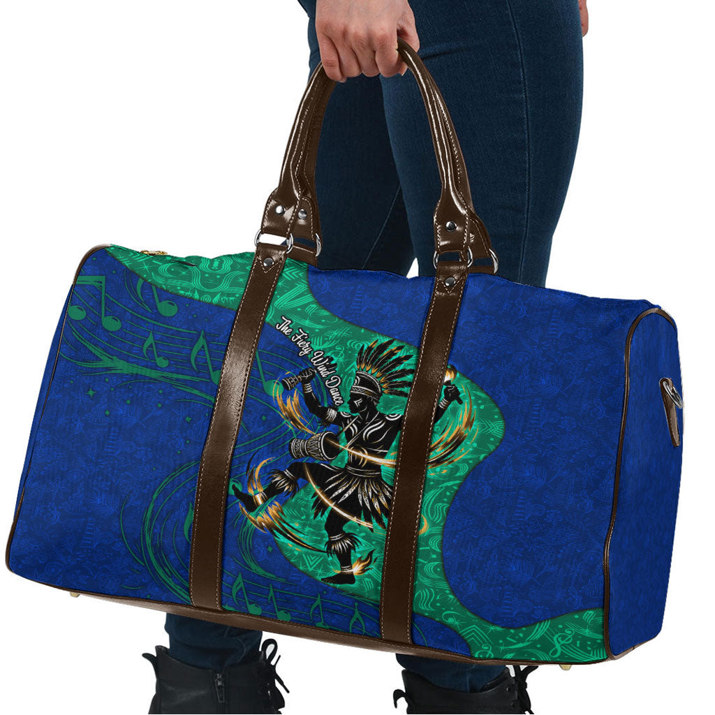 Torres Strait Islanders Fiery Wind Dance Drum Travel Bag Indigenous Australian Tribal Warrior Musical Culture Art