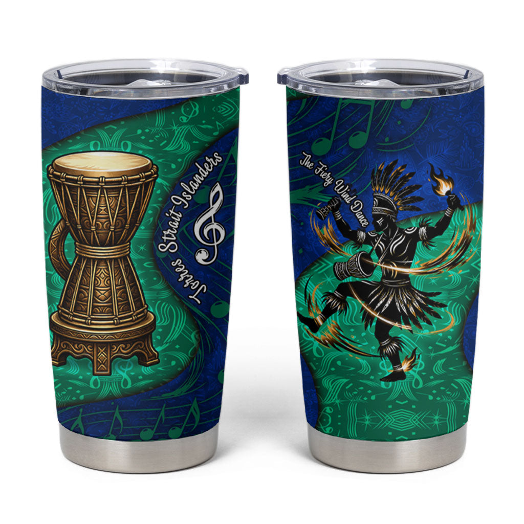 Torres Strait Islanders Fiery Wind Dance Drum Tumbler Cup Indigenous Australian Tribal Warrior Musical Culture Art