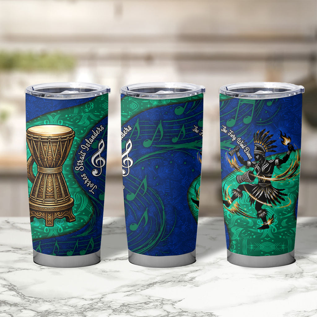 Torres Strait Islanders Fiery Wind Dance Drum Tumbler Cup Indigenous Australian Tribal Warrior Musical Culture Art