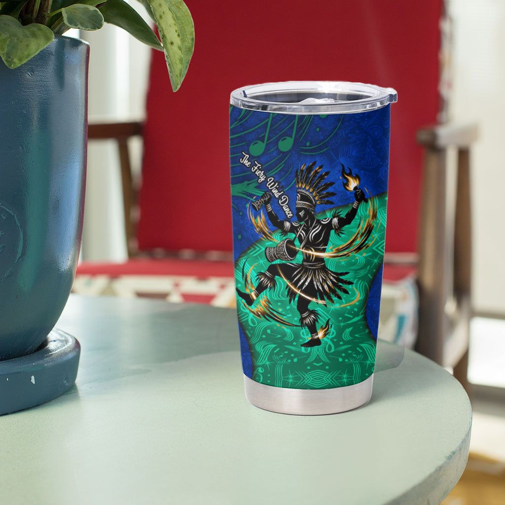 Torres Strait Islanders Fiery Wind Dance Drum Tumbler Cup Indigenous Australian Tribal Warrior Musical Culture Art
