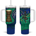 Torres Strait Islanders Fiery Wind Dance Drum Tumbler With Handle Indigenous Australian Tribal Warrior Musical Culture Art