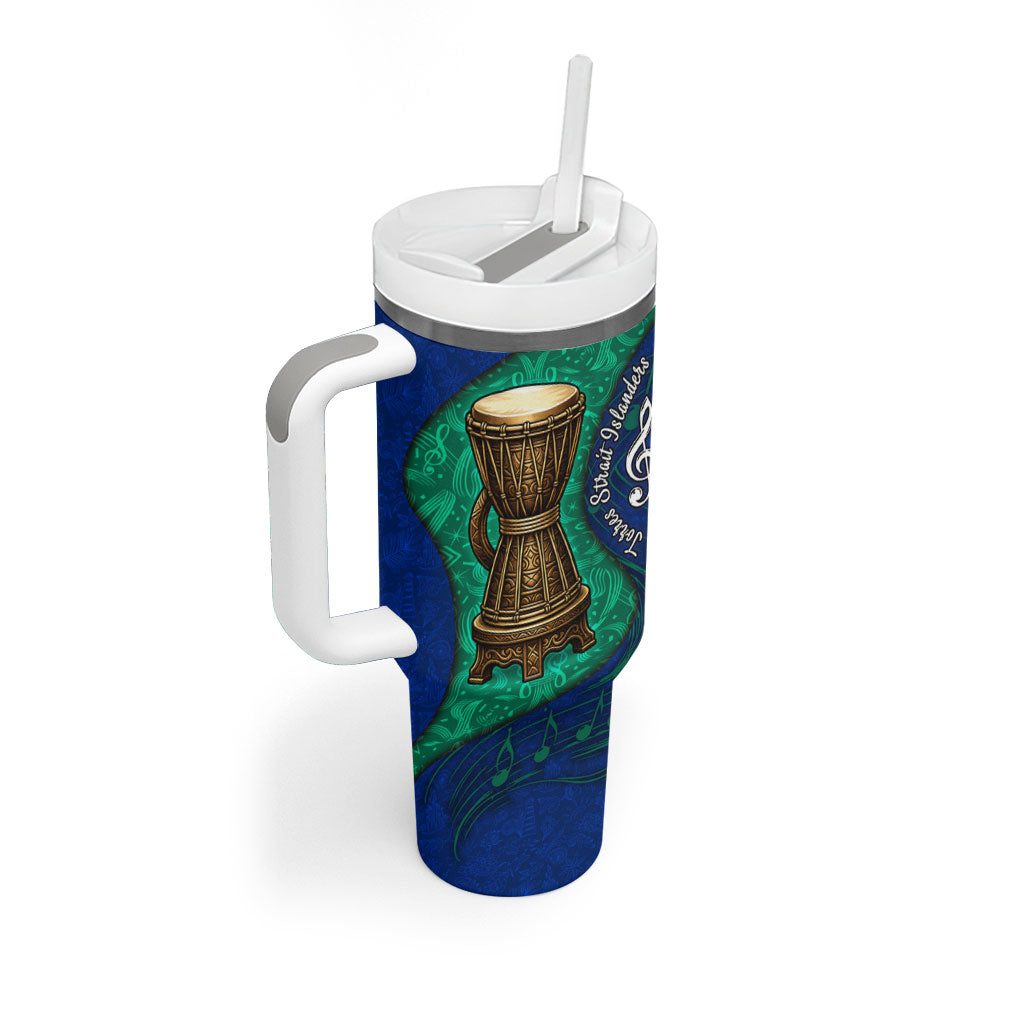 Torres Strait Islanders Fiery Wind Dance Drum Tumbler With Handle Indigenous Australian Tribal Warrior Musical Culture Art