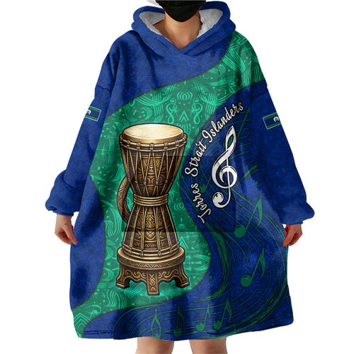 Torres Strait Islanders Fiery Wind Dance Drum Wearable Blanket Hoodie Indigenous Australian Tribal Warrior Musical Culture Art