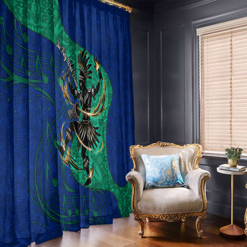 Torres Strait Islanders Fiery Wind Dance Drum Window Curtain Indigenous Australian Tribal Warrior Musical Culture Art