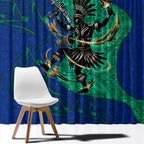 Torres Strait Islanders Fiery Wind Dance Drum Window Curtain Indigenous Australian Tribal Warrior Musical Culture Art
