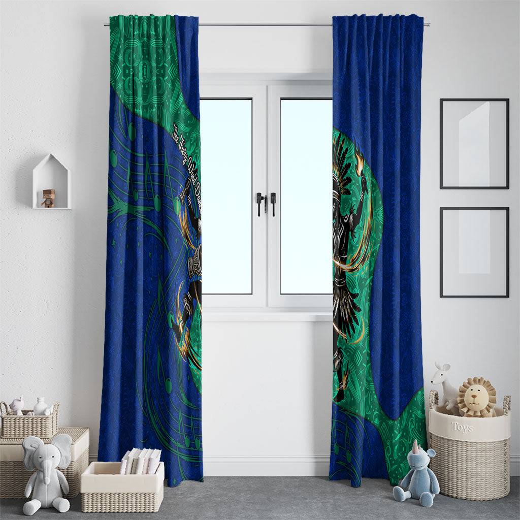 Torres Strait Islanders Fiery Wind Dance Drum Window Curtain Indigenous Australian Tribal Warrior Musical Culture Art