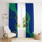 Torres Strait Islanders Fiery Wind Dance Drum Window Curtain Indigenous Australian Tribal Warrior Musical Culture Art