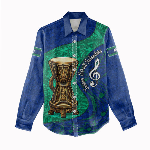 Torres Strait Islanders Fiery Wind Dance Drum Women Casual Shirt Indigenous Australian Tribal Warrior Musical Culture Art