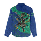 Torres Strait Islanders Fiery Wind Dance Drum Women Casual Shirt Indigenous Australian Tribal Warrior Musical Culture Art