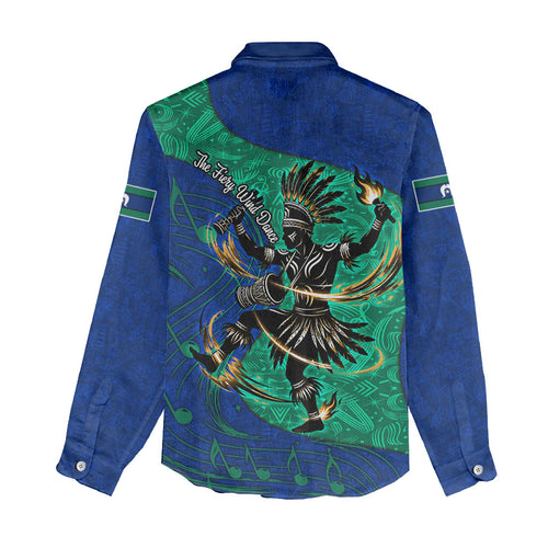 Torres Strait Islanders Fiery Wind Dance Drum Women Casual Shirt Indigenous Australian Tribal Warrior Musical Culture Art