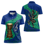 Torres Strait Islanders Fiery Wind Dance Drum Women Polo Shirt Indigenous Australian Tribal Warrior Musical Culture Art