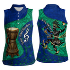 Torres Strait Islanders Fiery Wind Dance Drum Women Sleeveless Polo Shirt Indigenous Australian Tribal Warrior Musical Culture Art