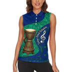 Torres Strait Islanders Fiery Wind Dance Drum Women Sleeveless Polo Shirt Indigenous Australian Tribal Warrior Musical Culture Art